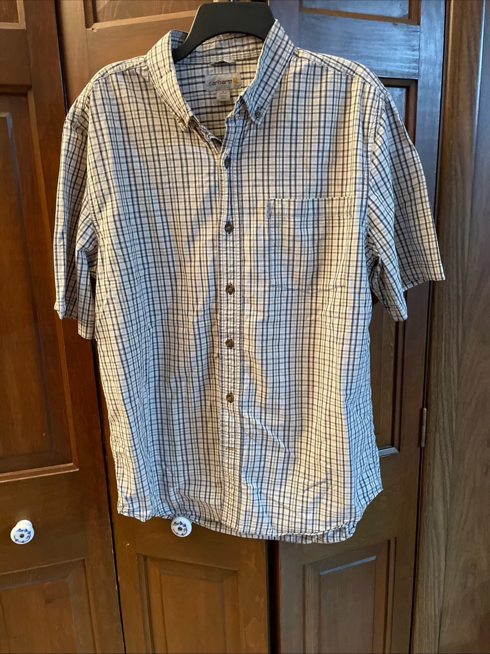 carhartt  Relaxed Fit button down shirt Large Plaid Blue, Yellow, White,